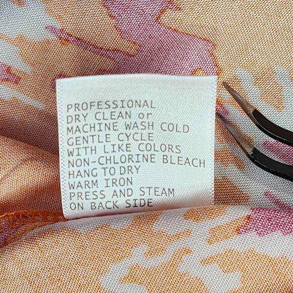 Christian Siriano Top Womens L Orange Pink White Rayon Cap Sleeve High Low Hem - Picture 7 of 10